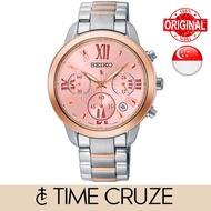 [Time Cruze] Seiko SRWZ90 Lukia Chronograph Quartz Stainless Steel Pink Dial Women Watch SRWZ90P1 SRWZ90P