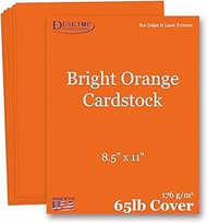 65lb Cover Cardstock Paper - 8.5 x 11 inch - 25 Sheets (Bright Orange)