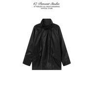 Jacket Leather Long HIGH COLLAR Faux Leather 67PERCENT/67% - HIGH COLLAR LEATHER JACKET