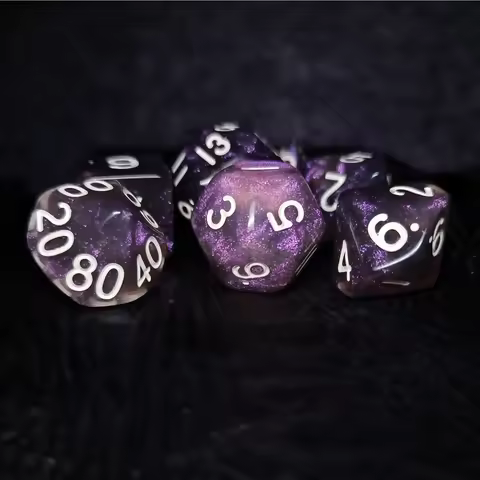7Pcs/Set Purple Transparent Starry Sky Galaxy Dice Set D4 D6 D8 D10 D% D12 D20 D&D COC Table Games D