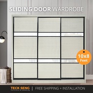 (FREE Shipping & FREE Installation) TECK SENG 10 Feet Sliding Doors Wardrobe / Anti-Jump / 3 Sliding