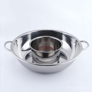 Thickened Stainless Steel Hot Pot Multi-Function Household Shabu Pot Mandarin Duck Pot Clear Soup Pot Mother and Child Pot Induction Cooker Multi-Purpose
