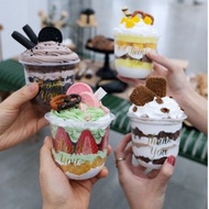 RORA - (10 Pcs) 360ml With Lid U-Shaped Cup/Milk Cup/Ice Cream Cup/Dessert Cup/Chocolate Mousse Baki