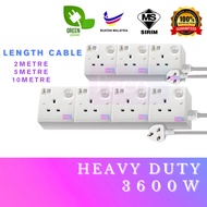 SIRIM Socket Extension Heavy Duty - Extension Wire Trailing Socket Plug 1 / 2 / 3 / 4 Way Wayar Exte