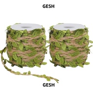 GESH Hessian Twine, DIY Twine Vine Natural Jute Twine,  Artificial Leaves 10m Roll Green Leaves Jute