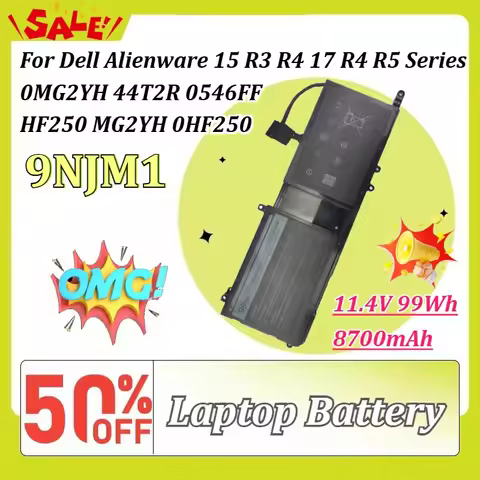9NJM1 11.4V 99Wh 8700mAh Laptop Battery for Dell Alienware 15 R3 R4 17 R4 R5 Series 0MG2YH 44T2R 054
