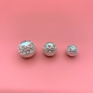 Charm nối bi tròn bạc 925 khắc cỏ 4 lá làm vòng tay handmade 9 ly 11 ly 13 ly - Charm bạc 925 - Mã C