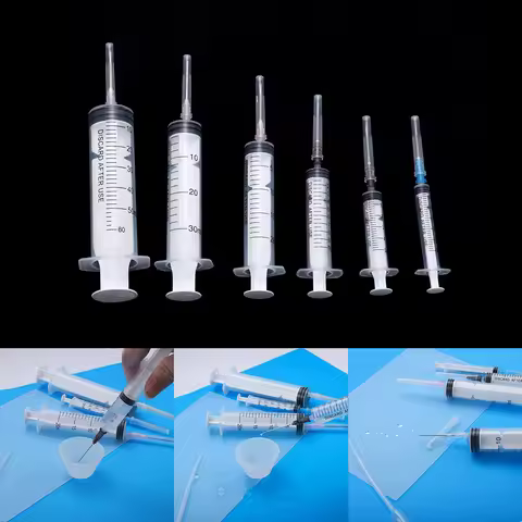 1Pcs 3-60ml Syringe with Dispense Needles Liquid Injection Pipette Tools for Silicone Mold UV Epoxy 