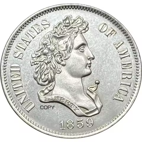 United States 1859 1/2 Half Dollar Liberty Pattern 50 Cent Us Silver Plated Copy Commemorative Ww2 C