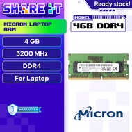 Micron 4GB Ram PC-4-3200AA DDR4 3200Mhz SO-DIMM Memory MTA4ATF51264HZ-3G2R1 for Laptop