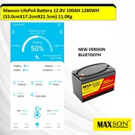 MAXSON LifePo4 Battery 12.8V 100AH 1280WH (33.0cmX17.2cmX21.5cm) BLUETOOTH