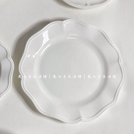 Đĩa Tròn Sứ Trắng Đơn Giản Viền Hoa Đĩa Ăn Sáng Đĩa Steak Pasta Đĩa Cà Phê Tráng Men Sứ Trung Quốc D