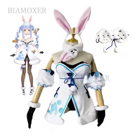 VTuber Usada Pekora Wigs Braids Hololive Fantasy Bunny Girl Ear Cosplay Cosplay Costumes Halloween O