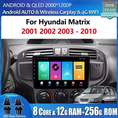 For Hyundai Matrix 2001 2002 2003 - 2010 Android 15 Radio Touch Screen Multimedia Player Wireless Ca