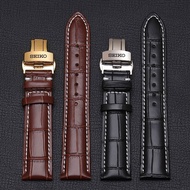 Watch Strap SEIKO No. 5 Genuine Leather Original Butterfly Buckle SEIKO Water Ghost Cocktail Abalone Watch Chain Men Women