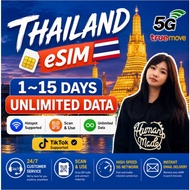 Thailand eSIM 1~15day Unlimited Internet 【daily 1GB/3G】泰国 4G/5G Data Roaming Sim Card