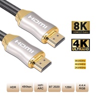8K HDMI 2.1 Cable UHD 3D HDR HDCP 2.2 8K HDMI to HDMI Cable (Braided Cable) FHD 4 K TV HDMI Cable
