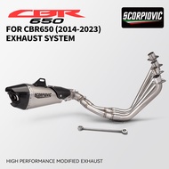 For CBR650F CBR650 Exhaust Full Systems Motorcycle Muffler Front Pipe Modified 2 oxygen sensors Tube