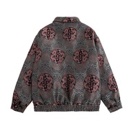 เสื้อแจ็คเก็ตผ้าฝ้ายทรงหลวมสไตล์จีนแดงลายมังกรสำหรับผู้ชาย ฤดูหนาว คู่รัก ปีมังกร เสื้อผ้าผู้ชายระดั