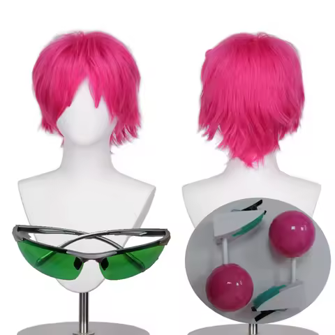 Anime Saiki Kusuo Cosplay Wig Rose Pink Short Heat Resistant Synthetic Hair Role Play Wigs or Headwe