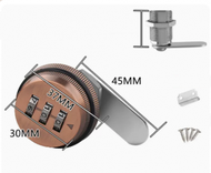 家具密碼轉舌鎖（單門-紅古銅色（鎖體長25mm））（開孔直徑19mm）（適合抽屜厚度10-18mm）