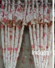 Gorden Jendela Pintu Shabby Chic Poni Rempel Motif Bunga Sahara Blackout Import Motif Bunga Tirai or