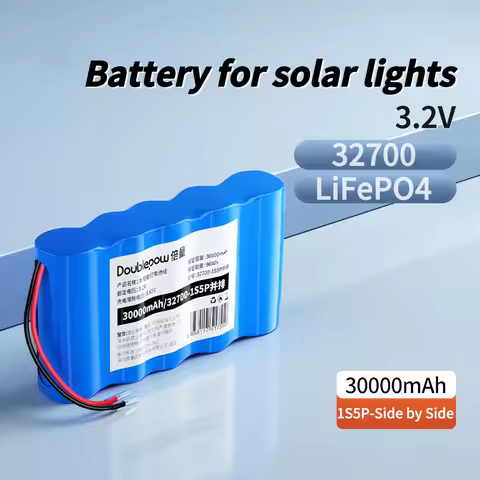 1PCS 32700 LiFePO4 Battery Pack 1S5P 3.2V 30000mAh with Wires for Solar Street Light Power Drill Amp