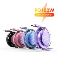 Retractable PD 100W Cable USB Type C to Type C Fast Charging USB C to USB C Cable for phone 15 Huawe