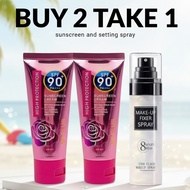 Sunscreen Cream SPF 90 PA+++ High Protection Whitening Moisturizing and Setting spray Sunblock Body 