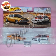 Diecast Hot Wheels Premium 2 Pack 73 Holden Monaro GTS & 77 Holden Torana A9X Rubber Tires