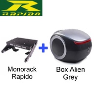 Rapido Monorack Yamaha LC135 V2-V7 Combo Set with Top Box Alien ABS Tail Box Siput 35L Universal Mil