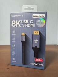 頂級數據線 傳輸線 Elementz 8K USB-C To HDMI 最高支援8K60 4K240 Max 68Gbps iphone ipad macbook imac