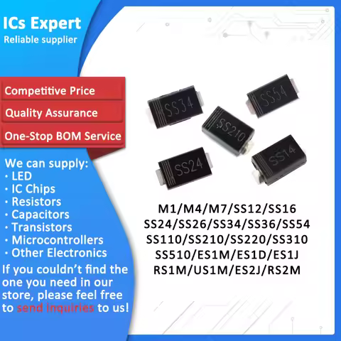 100pcs Rectifier Diode M1 M4 M7 SS12 SS14 SS16 SS24 SS34 SS26 SS36 SS110 SS210 SS210 US1M RS2M RS1M 