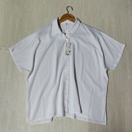 Uniqlo Reyon Blouse Rayon Shirt Short Sleeves White Size XL Female New