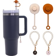 Straw Cover Topper Cap for Stanley Cup 30&40 Oz, Cute  Cowboy Hat with Simple Modern Letter Ch Handl