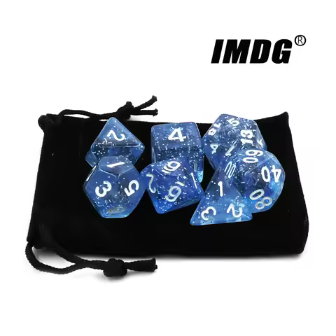 IMDG Creative 7pcs/set RPG Game Dice Colorful Multicolor Dice Cubes Transparent Baby Blue D4 D6 D8 D