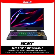 ACER NITRO 5 AN515-58-51AB/BLK/15.6" 144HZ/I5-12450H/8GBD4+512GB PCIE/4GB RTX3050/WIN11/2Y N/B