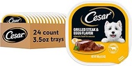 CESAR Soft Wet Dog Food Classic Loaf in Sauce Grilled Steak and Eggs Flavor, (24) 3.5 oz. Easy Peel