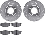 Dynamic Friction Company Front Brake Rotors-Drilled and Slotted-Silver with 5000 Advanced Brake Pads
