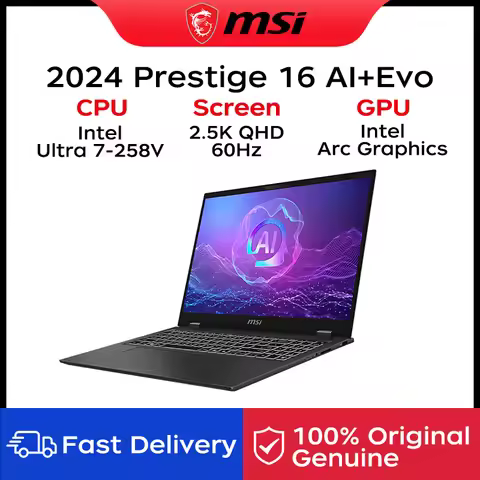 2025 MSI Prestige 16 AI+ Evo Laptop 16 Inch 2.5K QHD 60Hz Screen Netbook Intel Ultra 7-258V 32GB 1TB