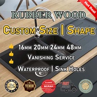 Kayu Pine Rubber Wood Custom Cut 16mm 20mm 24mm 48mm Solid Wood Table Top Kitchen Top Cutting Service  Table DIY Size