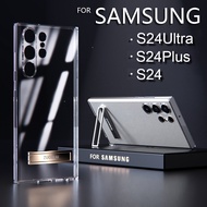 For Samsung S24 S22 S21 Ultra S23 S20 FE Plus Transparent Case with Bracket Standing Protective Clea