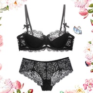 French Sexy Embroidery Women Bra And Panty Set Lace Floral Underwear Sets 3/4 Cup Thin Cotton Push U