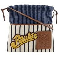 【日本直郵】LOEWE 羅威 Paula Ibiza 側肩包 Stripe 帆布 藍色/白色 女性【二手】