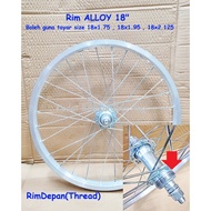 Rim ALLOY 18" basikal 28holes untuk basikal yang guna tayar size 18 x 1.75, 18 x 2.125 depan belakan