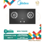 MIDEA TEMPERED GLASS BUILT-IN GAS HOB / 5.2KW BURNERS / SAFETY DEVICE  - MGH-76Q60B