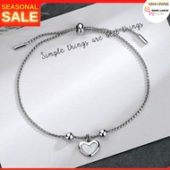 New Solid Sterling Silver 925 Heart Charm Bracelet Bangle Women Lady Gift with Box