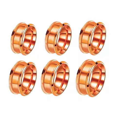 6 Pieces 6 Sizes Stylish Blanks Rings Unique Grooved Finger Rings Set DIY Rings Materials Perfect fo