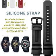 Waterproof rubber strap AW-590/591 AW-5230 AW-582B AWG-M100/101 G-7700 G-7710 silicone strap