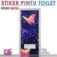 Premium Toilet Door Sticker 60cmx190cm 70cmx200cm Elegant Butterfly Motif Sticker Digi Sticker KM36-